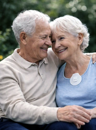 Starsza kobieta przytula starszego mezczyzne