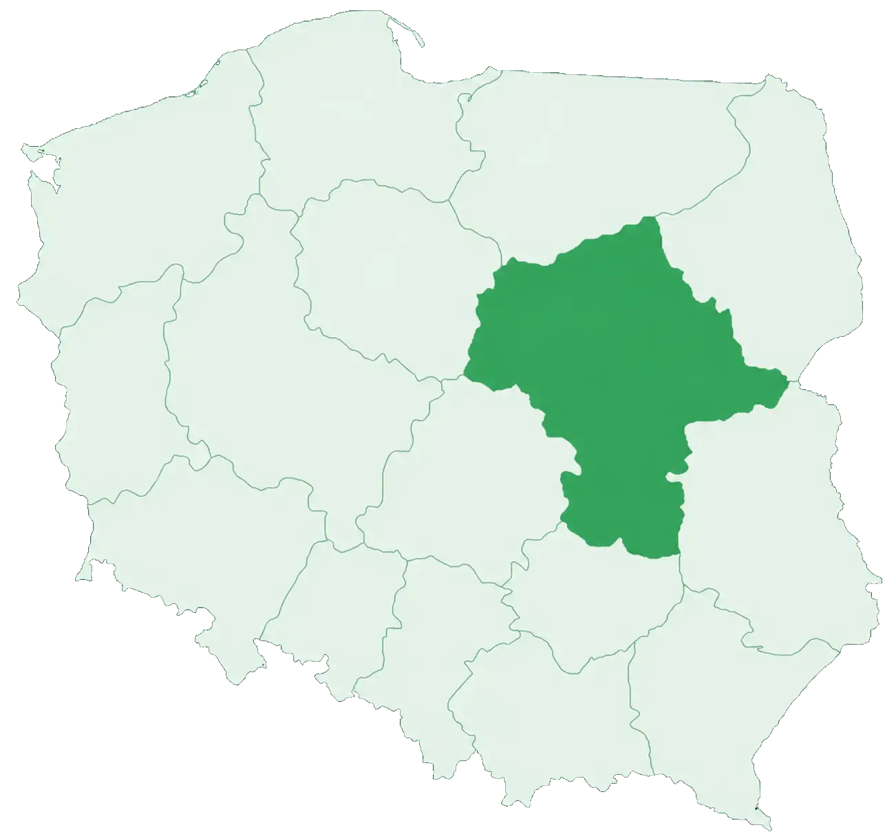 Mapa polski wyroznione wojewodztwo mazowieckie